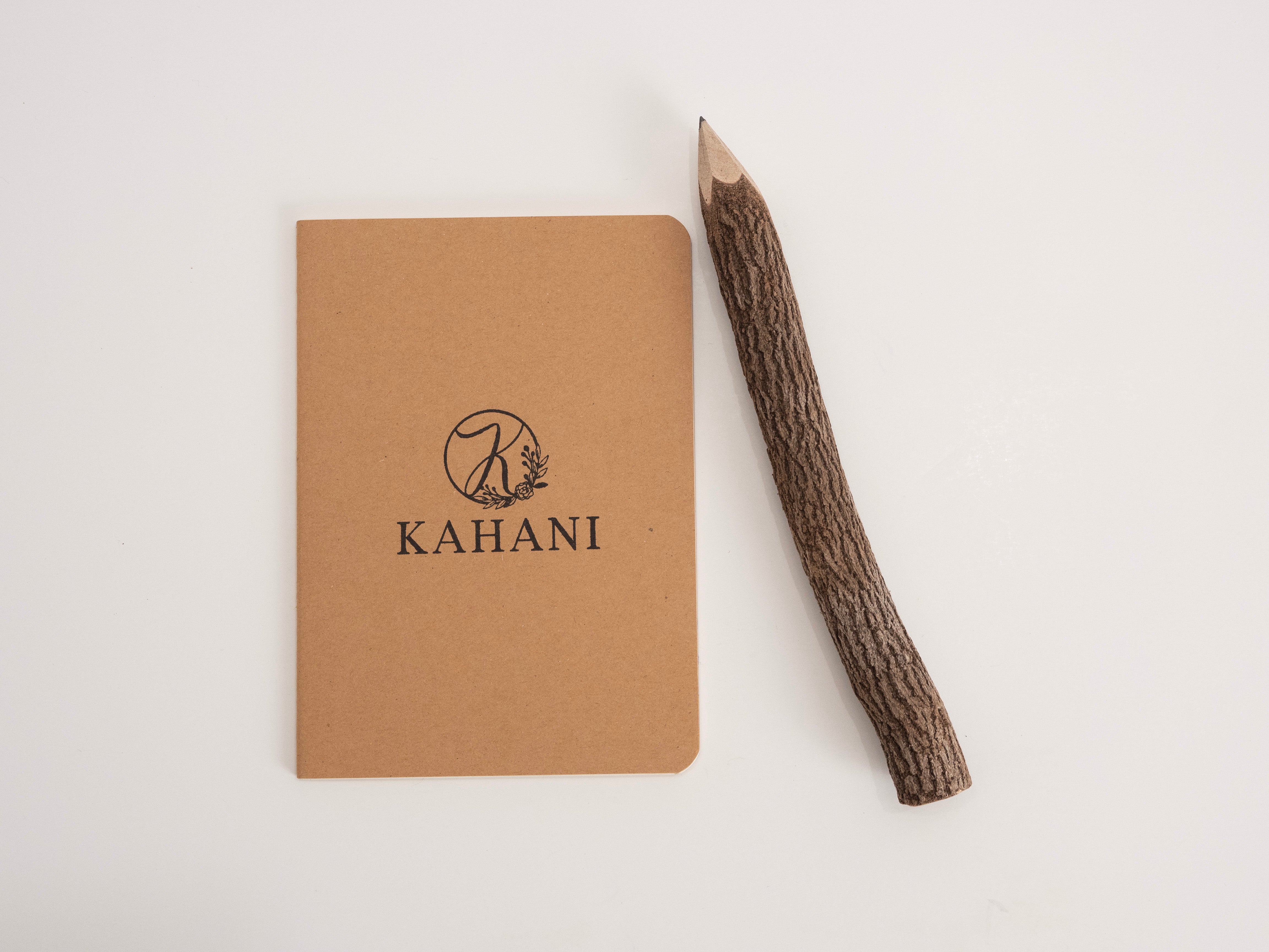 Kahani | Kraft Pocket Journal and Tree Bark Pencil Set